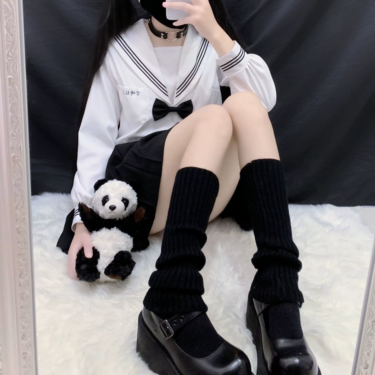 Lolita Leg Warmers Japanese JK Uniform Long Socks Korean Style Leggings Knitted Pile up Knee Socks Y2K Foot Warming Cover