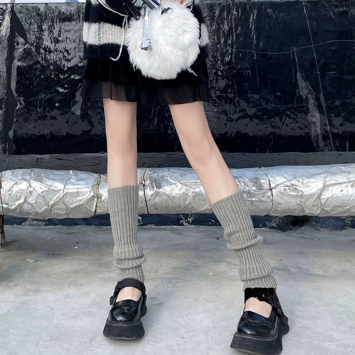 Lolita Leg Warmers Japanese JK Uniform Long Socks Korean Style Leggings Knitted Pile up Knee Socks Y2K Foot Warming Cover