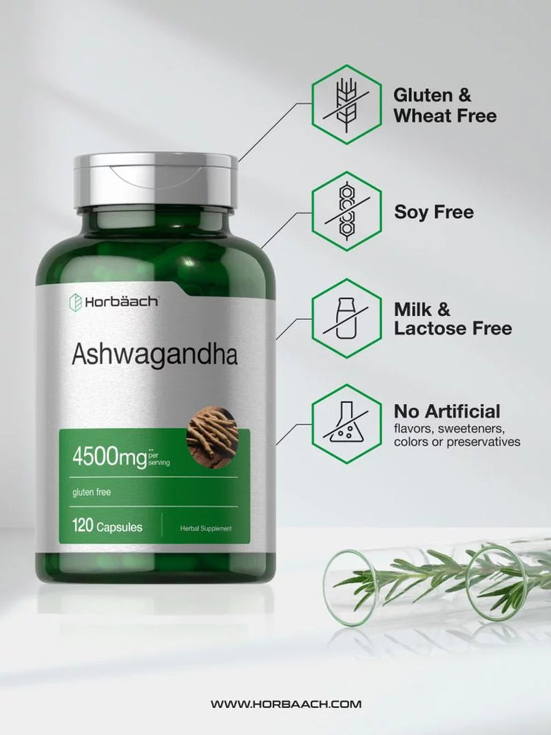 Ashwagandha Capsules | 4500 Mg Supplement for Men and Women | 120 Count | by