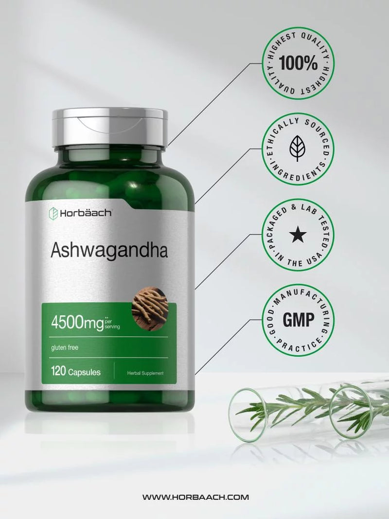 Ashwagandha Capsules | 4500 Mg Supplement for Men and Women | 120 Count | by