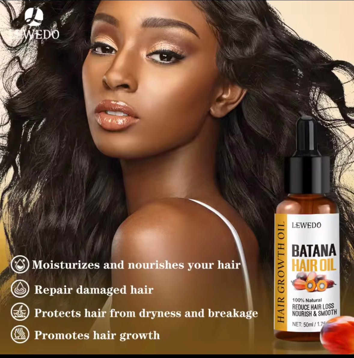 Lewedo Naturals Batana Oil Fast Hair Growth for Men Women Pure Batana Oil Nourish Shiny Hair Healthy Hair Care Anti Hair Loss