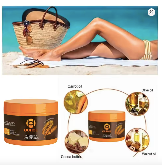 Intensive Tanning Gel Natural Tanning Accelerator Cream Gel Brown Tanning Gel for Sunbeds & Outdoor Sun